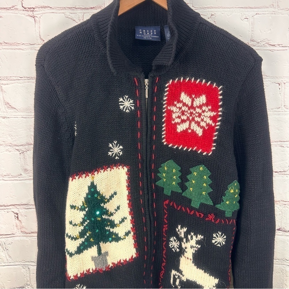 Women’s vintage Christmas cardigan zippered Christmas sweater stretchy g… - Picture 10 of 10